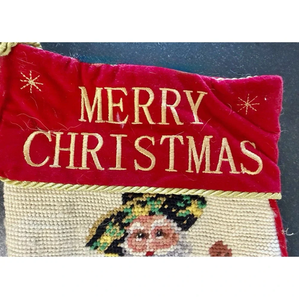 Dillard's Needlepoint Hand Embroidered Christmas Mexican Sombrero Santa Vintage